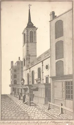 St. Margaret Lothburyn seurakunnan kirkon kaakkoisprospekti, n. 1750 (kaiverrus)