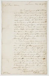 Nimikirjoituskirje rouva Ann Pennille, Lontoo, 20. marraskuuta 1766 (kynä ja muste paperille)