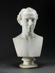 Taiteilijan veljen, kuvanveistäjä, John Gibsonin (1790-1866) muotokuva 1837-38 (Carraran marmori)