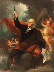 Benjamin Franklin piirtää sähköä taivaalta