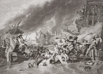 La Hoguen taistelu, Ranskan laivaston tuhoaminen, 22. toukokuuta 1692, "Englannin ja Skotlannin historian kuvituksia" osasta II