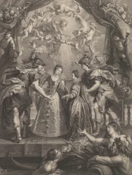 Levy 17: Kahden prinsessan vaihto Hendayessa, allegorinen kohtaus Annen kanssa..., 1707-1010