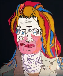 Historian 50 suurinta kirjailijaa : Elfriede Jelinek, 2015 (öljy ja akryyli kankaalle).