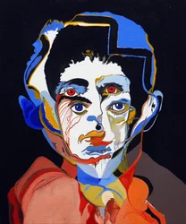 Historian 50 suurinta kirjailijaa : Franz Kafka, 2015 (öljy ja akryyli kankaalle).