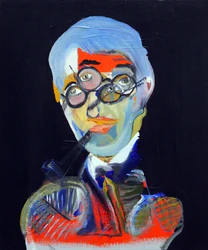 Historian 50 suurinta kirjailijaa : Jean-Paul Sartre, 2015 (öljy ja akryyli kankaalle).