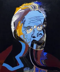 50 merkittävää kirjailijaa historiassa : Patrick Modiano, 2015 (öljy ja akryyli kankaalle)