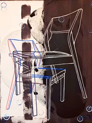 Chaise prototype, David Gourin mukaan, 2023 (öljy ja akryyli sekoitetulle kankaalle)