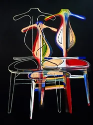 Chaise valet Hans J. Wegnerin mukaan, 2021 (öljy ja akryyli sekoitetulle kankaalle).
