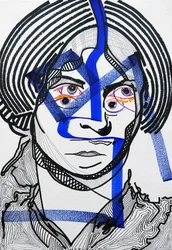 Surportrait : Charlotte Brontë, 2019 (akryyli paperille)