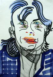 Surportrait : Fred Vargas, 2019 (akryyli paperille)
