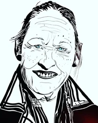 Surportrait : Joséphine Bacon 1, 2021 (akryyli paperille).