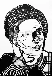 Surportrait: Simone de Beauvoir, 2019 (akryyli paperille)