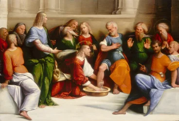 Kristus pesee opetuslasten jalat, noin 1520-1525 (öljy paneelille).