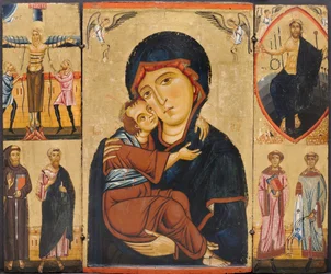 Neitsyt ja lapsi pyhien kanssa, noin 1230-luku
