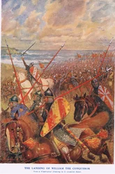 Vilhelm Valloittajan maihinnousu (värilitografia)