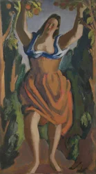 Hedelmien poiminta, n. 1940 (öljy kankaalle)