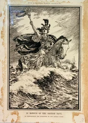Britannian laivaston kunniaksi. Saksan laivaston antautumisen kunniaksi. Punch-lehden etukansi, 27. marraskuuta 1918.