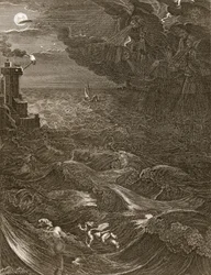 Leander ui Hellespontin yli tavatakseen rakastajatar sankarinsa, 1730