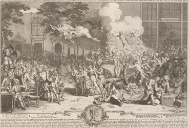 Muistomerkki vuoden 1720 hulluuden muistoksi Monument consacré a la posterité ja memoire de la foil incroyable de la XX. Anne du XVIII. siecle / XX:n hulluuden ikuiseen muistoon. vuosi XVIII. vuosisadan (nimi esineessä) huh