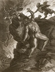 Sisyphus työntää kiviään vuorelle, 1731