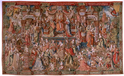 Flanderin kuvakudos. Sarja The Honours; Prudence (La Prudencia). Seitsemäs kuvakudos sarjassa. Mallisarjakuvapiirtäjät Bernard van Orleyn ja Jan Gossaertin (Mabuse) piiristä. Valmistus Pieter van Aelst, Bryssel. Noin 1550. Kangas Kulta, hopea, silkki ja w