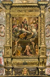 Apse, Bernardino Gattin alttaritaulu nimeltä Il Sojaro, Giovanni Battista Trottin täydentämä IL Malosso, Neitsyt taivaaseenas