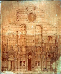 Firenzen katedraalin (duomo) julkisivu. Piirustus kynällä ja verellä Bernardino Poccetti (Bernardino Barbatelli) (1548-1612) Dim. 101x58 cm Firenze, Museo del 