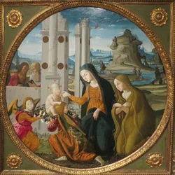 Bernardino Fungai - Madonna ja lapsi sekä pyhimykset ja enkelit