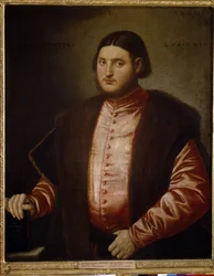 Miehen muotokuva (miehen muotokuva). Bernardino Licinion maalaus (noin 1489-noin 1565), öljy kankaalle