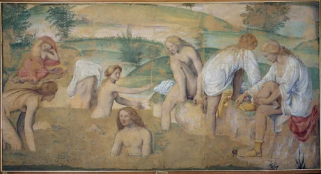 Nymfit kylpylässä, n. 1514 (irrotettu fresko mukana aluksella)