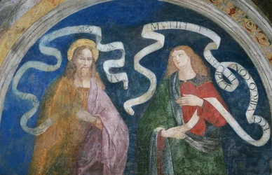 Apostoli Andreas ja profeetta Jesaja - Andreas apostoli ja profeetta Jesaja, kirjoittanut Pinturicchio, Bernardino, Workshop of (1454-1513). Tuore