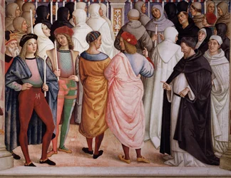 Pius II pyhitti Katariinan Sienan vuonna 1461. Yksityiskohta - Fresko