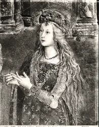 Pyhä Katariina, mahdollisesti Lucrezia Borgian (1480-1519) muotokuva, Pyhimysten elämät -sarjasta, Sala dei Santi, 1492-94