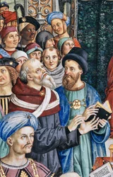 Piccolomini-kirjasto, lounaisseinä: " Pius II johtaa Mantovan valtiopäiviä 1. kesäkuuta