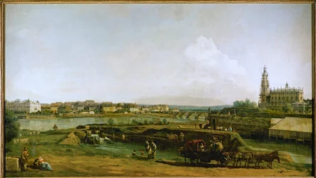 Dresden, Saksa, Elben vasemmalta rannalta, linnoitusten alapuolelta (öljy kankaalle).