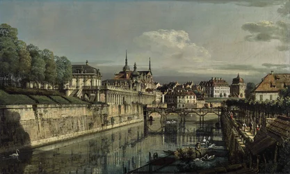 Saksa: Dresden, am Zwinger Näkymä Zwingerin vallihaudasta.