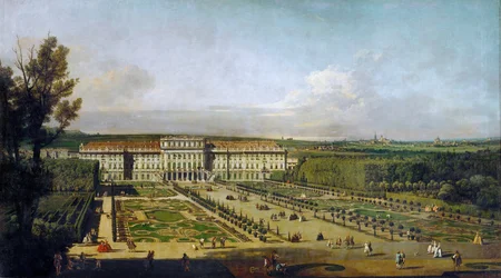 Schönbrunnin palatsi puutarhasta nähtynä, 1758 ja 1761 välisenä aikana