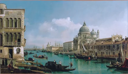 Näkymä Grand Canalille: Santa Maria della Salute ja Dogana Campo Santa Maria Zobenigolta.