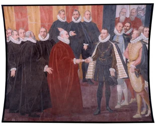 Genoosidogin Giacomo Durazzo Grimaldin ja Itävallan Johnin tapaaminen (Fresco