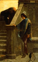 Minstrel, Bernardo Celentano (1835-1863), öljy kankaalle, 63x46 cm, Palazzo San Giacomo, Napoli.