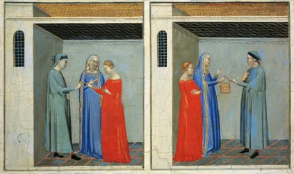 Predella ja Sacra Cintolan tarinoita: Bernardo Daddin (1290-1348) Michaelin avioliitto, joka saa Sacra Cintolan myötäjäiset