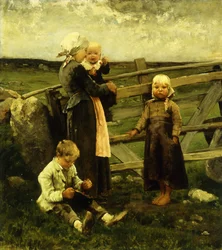 Lapset kirsikoiden kanssa,