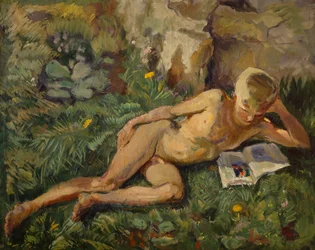 Knut in the ruoho (öljy kankaalle)