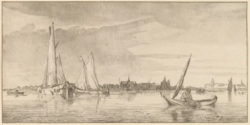 Joki kaupungin kanssa, 1775.