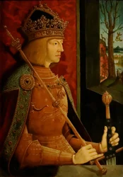 Keisari Maximilian I 1459-1519, kruunu, valtika ja miekka, n. 1500