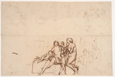 Erilaisia ​​luonnoksia, mukaan lukien reliefi "Adam ja Eeva" 1838 ja "Atalante": Villa Torlonia 1837.