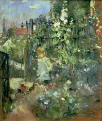 Lapsi salkoruusujen keskellä, 1881