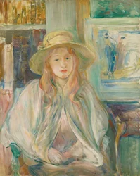 Tyttö olkihatussa, 1892.