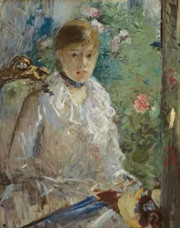 Nuori nainen istumassa ikkunan edessä, nimeltään Kesä, 1879