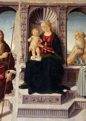 Madonna ja lapsi valtaistuimella pyhien Johannes Kastajan ja Jeronimon kanssa.
